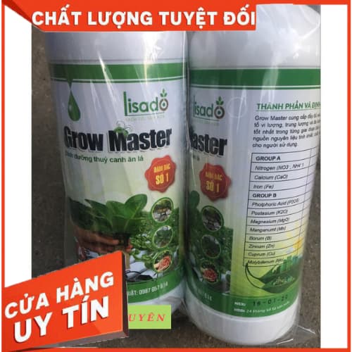 Bộ 2 chai dung dịch thuỷ canh Grow Master  1lit cho rau ăn lá